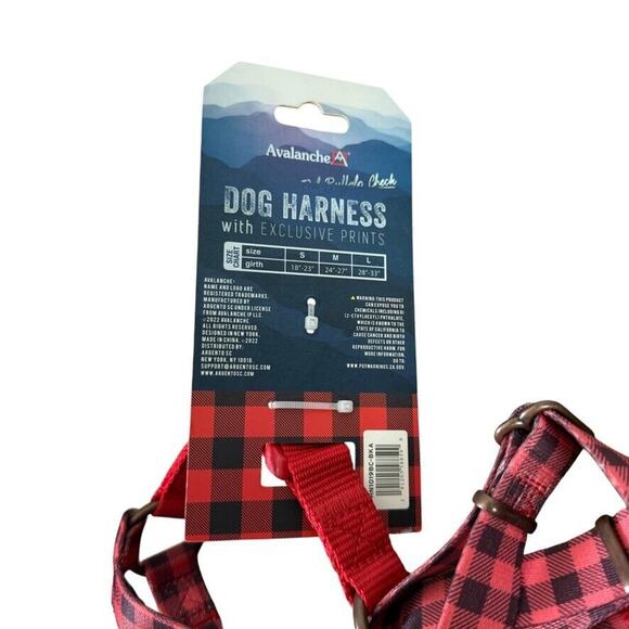 Avalanche Dog Harness Collar Pet Red Buffalo Check Plaid sz M 24in-27in NWT - Picture 4 of 10